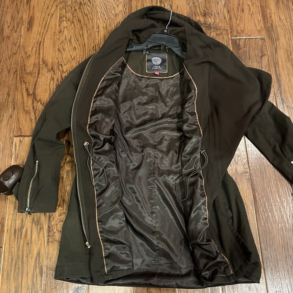 Vince Camuto Jacket Womens Large Green Full Zip Asymmetrical Anorak‎ Hooded - Picture 10 of 14